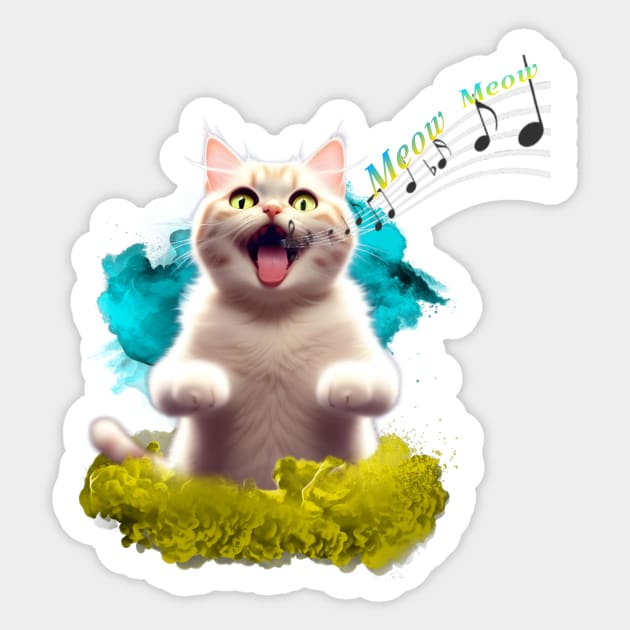 Singing Cat Sticker by Kalypol